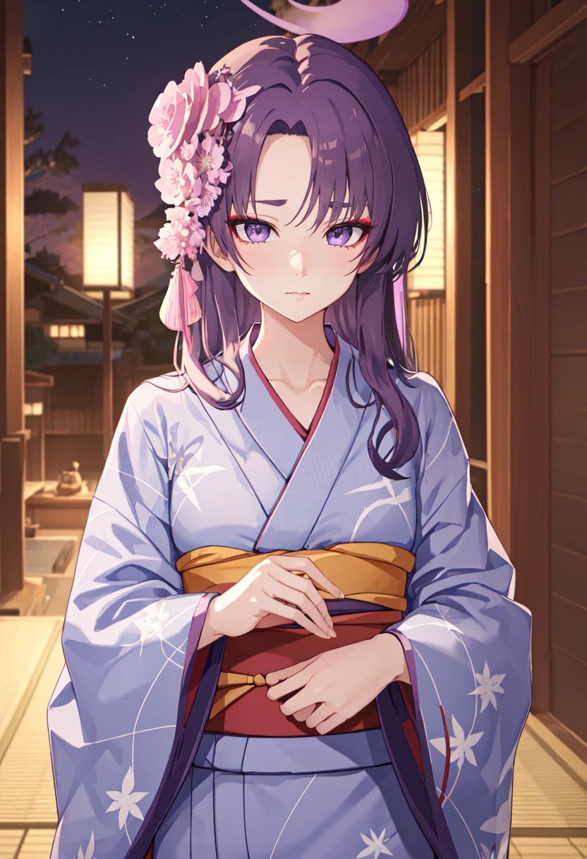 best quality, masterpiece, highres, solo, (yukari_bluearchive:1.10), (yukata:1.30), (kimono:1.15), 20 <lora:yukari_bluearchive:0.80>