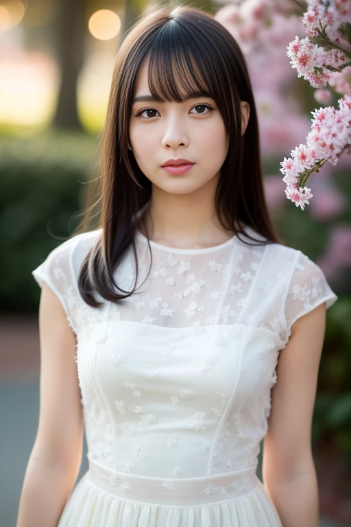 1girl,(RAW photo, best quality), (realistic, photo-realistic:1.4), masterpiece, an extremely delicate and beautiful, extremely detailed, 2k wallpaper, Amazing, finely detail, extremely detailed CG unity 8k wallpaper, ultra-detailed, highres, soft light, beautiful detailed girl, extremely detailed eyes and face, beautiful detailed nose, beautiful detailed eyes,cinematic lighting,perfect anatomy,slender body,
wearing a white avantgarde peplum dress and white skirt,(bokeh:1.2),
at a flower park,sakura flowers,flower garden,
<lora:suzukiayane_lora:0.8>