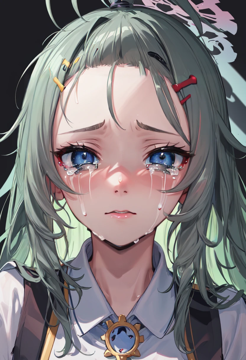 best quality, masterpiece, highres, solo, (meru_bluearchive:1.10), crying, sobbing, tears, portrait, looking at viewer, 29 <lora:meru_bluearchive:0.80>