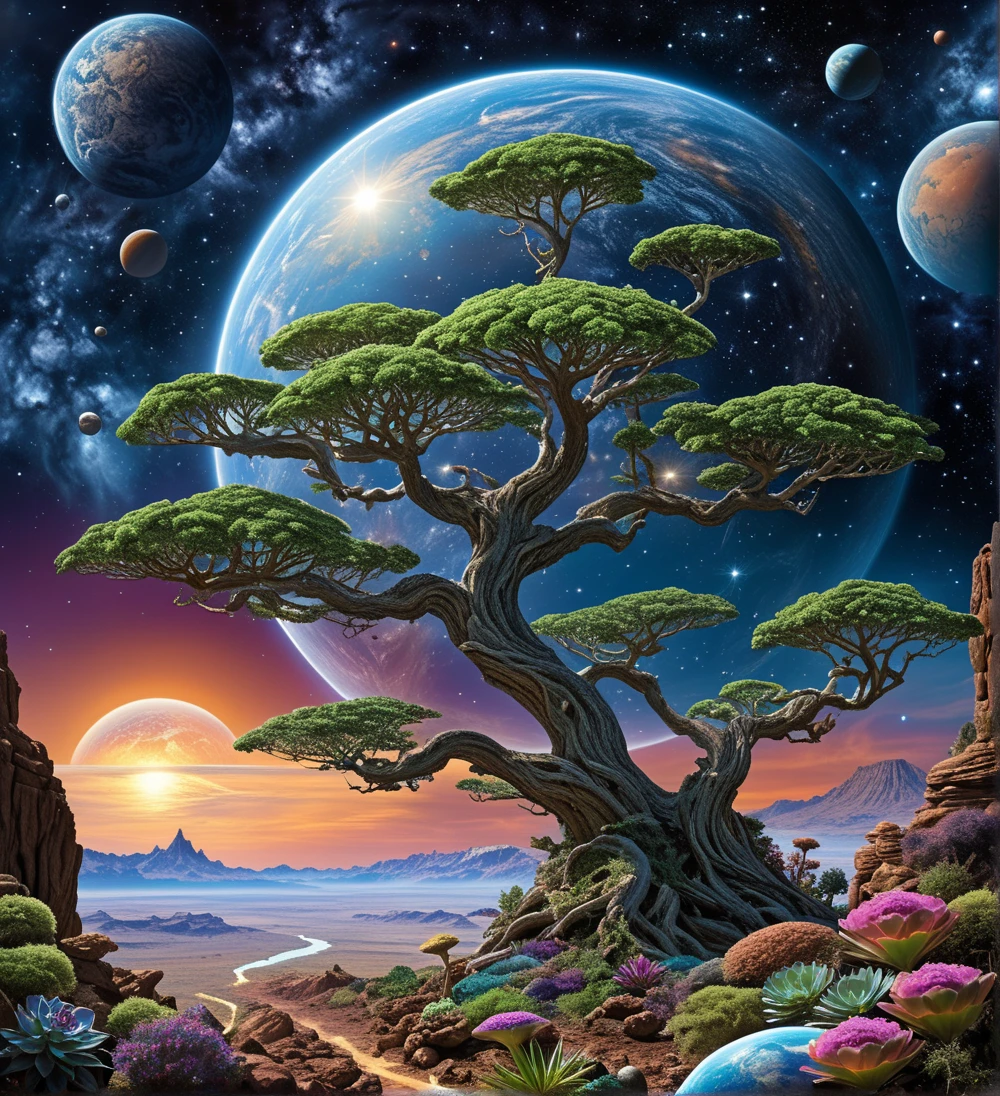time after time, fantasy art, fantasy art, realistic and natural, cosmic sky, detailed full-color, nature, hd photography, fantasy by john stephens, galen rowell, david muench, james mccarthy, hirÅ isono, realistic surrealism, elements by nasa, magical, detailed, alien plants, gloss, hyperrealism