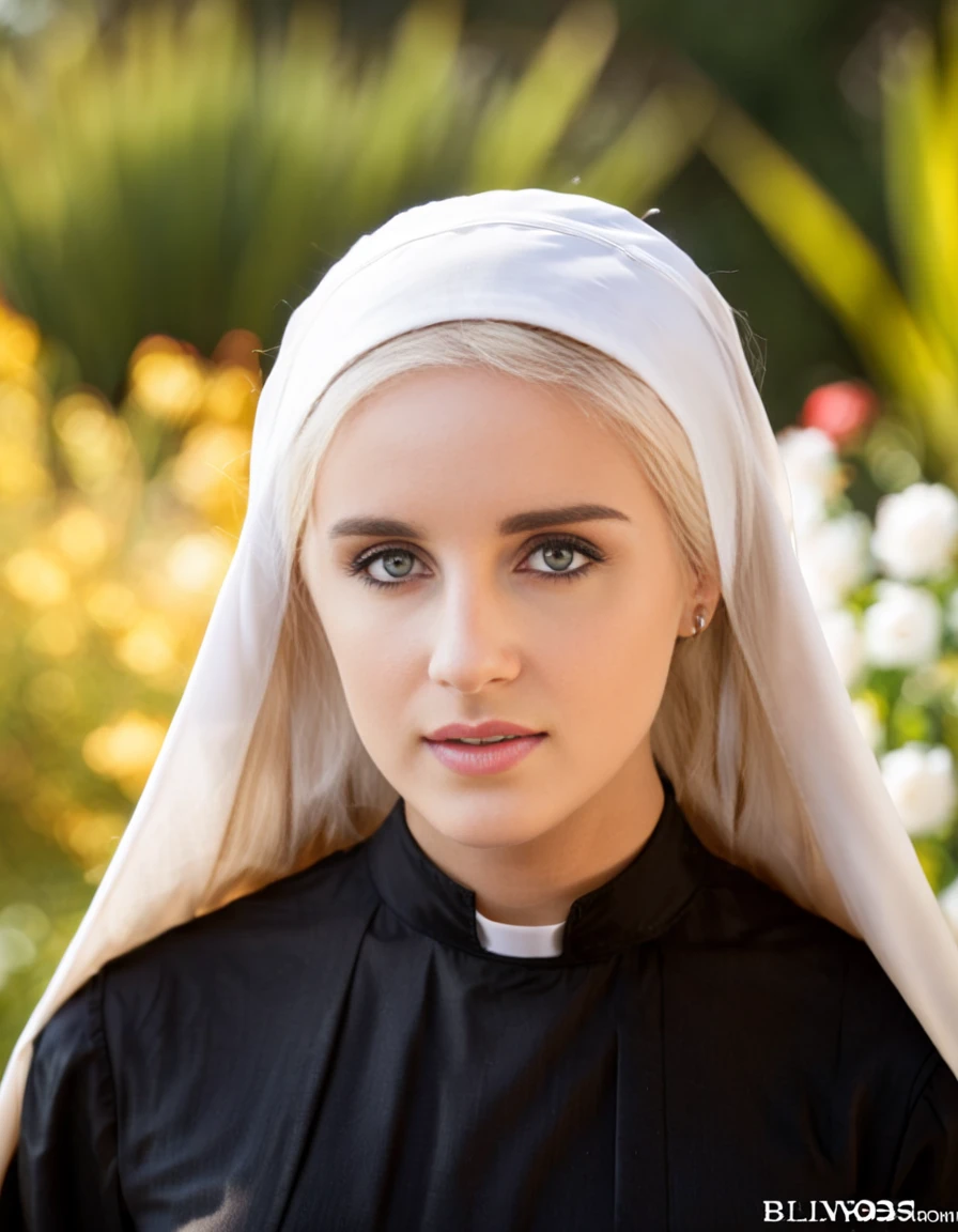 cinematic film still naomiwoods as a nun <lora:naomiwoods:1.0> . shallow depth of field, vignette, highly detailed, high budget, bokeh, cinemascope, moody, epic, gorgeous, film grain, grainy