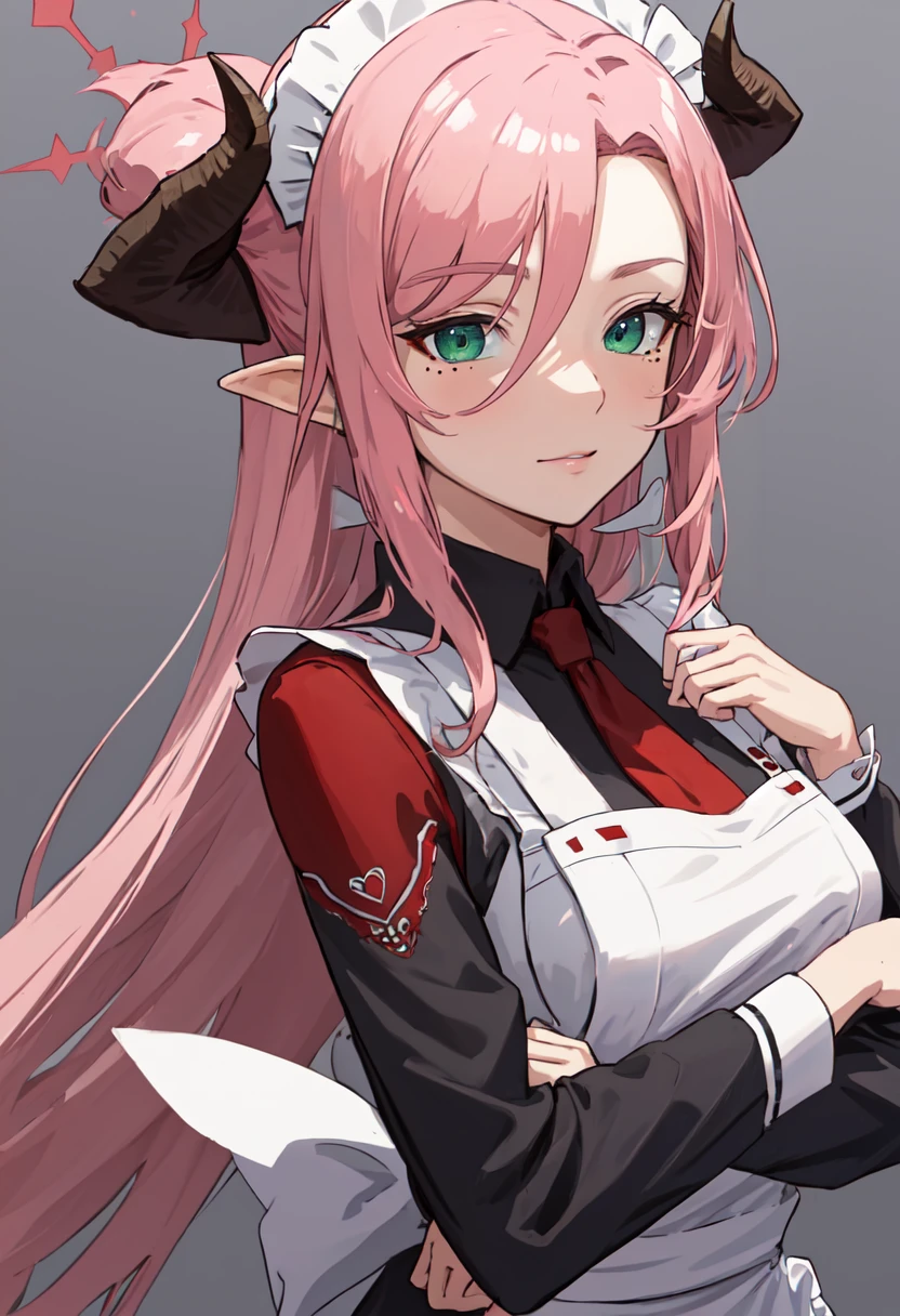 best quality, masterpiece, highres, solo, (juri_bluearchive:1.10), (maid:1.40), (long maid dress:1.15), 14 <lora:juri_bluearchive:0.80>