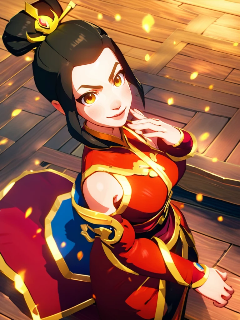score_9, score_8_up, score_7_up, score_6_up,  azula making fire with her hands, smiling, cute, looking at viewer, (from above, from side), very happy, smile, sexy, medium breasts, particles, cute, avatar: the last airbender, cowboy shot, 
BotWYei, cartoon, 3d,  <lora:ZeldaBotW_Style-10:1>