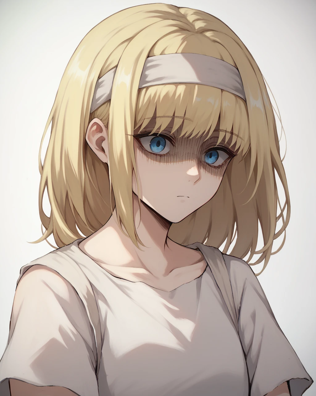 score_9, score_8_up, score_7_up,
<lora:Ymir_Fritz_PONY:1>,ymir fritz,1girl, solo, hairband, blonde hair, bangs, blue eyes, medium hair,shaded face,white dress, short sleeves,