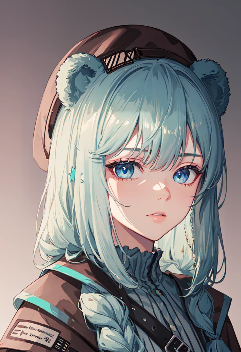 Obese female with short white hair and bear ears and blue eyes, wearing a navy blue military uniform, holding an ice cream cone, with a warhammer nearby, masterpiece, perfect face, dynamic lighting