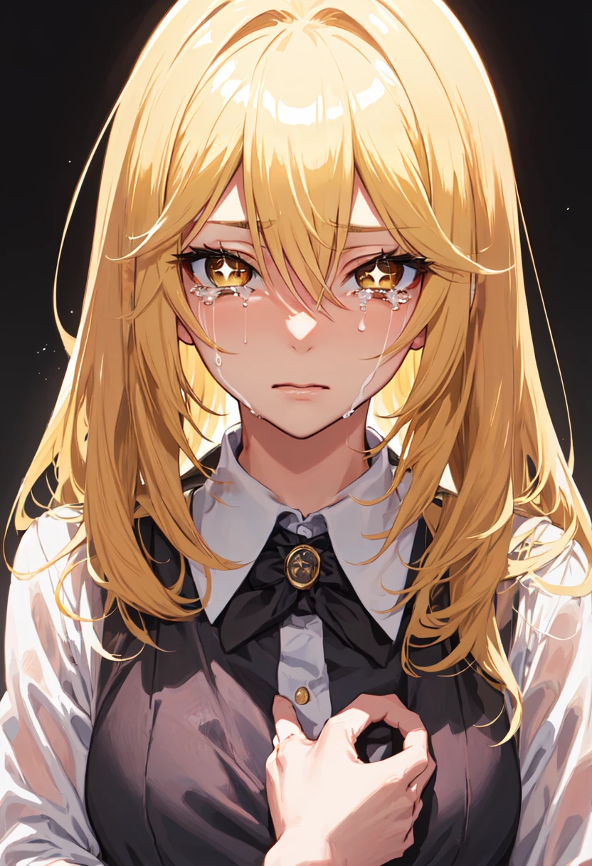 best quality, masterpiece, highres, solo, (shokuhou_misaki_bluearchive:1.10), crying, sobbing, tears, portrait, looking at viewer, 39 <lora:shokuhou_misaki_bluearchive:0.80>