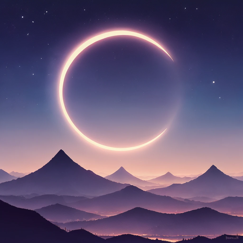 score_9, score_8_up, score_7_up,eclipse,outdoors,sky,no humans,night,moon,star (sky),night sky,scenery,full moon,starry sky,mountain,silhouette,crescent moon,landscape,mountainous horizon,hill , <lora:EclipsePony:0.4>