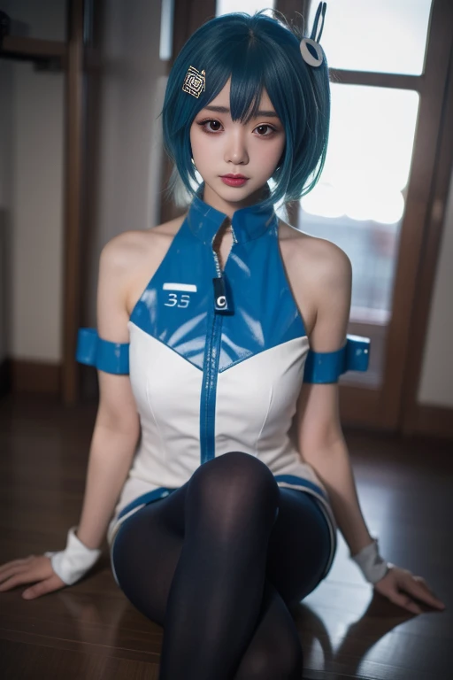 ltra-detailed,highly detailed,best quality,masterpiece,illustration,realistic,photorealistic,
33niang, bilibili suit, 1girl, cosplay, solo,
looking at viewer, sitting,
<lora:bilibili33niang_v1_07:0.7>
