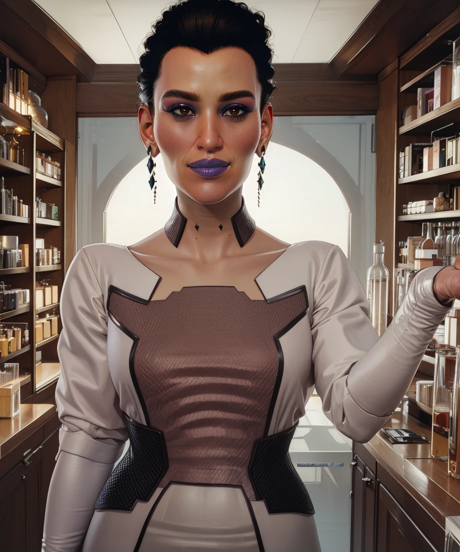 elizabeth,brown eyes,black hair,hair slicked back,makeup,medium hair,
earrings,long sleeves,dress,light smile,
fancy mansion,science fiction,
(insanely detailed, masterpiece, best quality),<lora:ElizabethPeralezcp077-std10:1>,