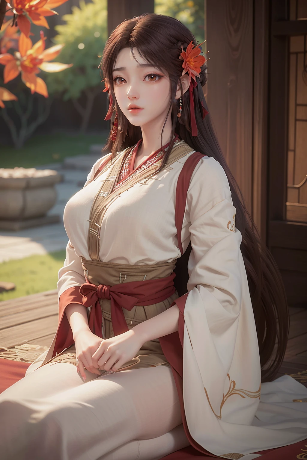 ultra realistic 8k cg, flawless, clean, masterpiece, professional artwork, famous artwork, cinematic lighting, cinematic bloom, perfect face, beautiful face, fantasy, dreamlike, unreal, science fiction, lace, lace trim, lace-trimmed legwear, luxury, jewelry, diamond, gold, pearl, gem, sapphire, ruby, emerald, intricate detail, delicate pattern, charming, alluring, seductive, erotic, enchanting, hair ornament, necklace, earrings, bracelet, armlet,halo,autumn,
(,1girl, pov,best quality, ) , (,1girl, solo, large breasts, looking at viewer, cherry blossoms, )