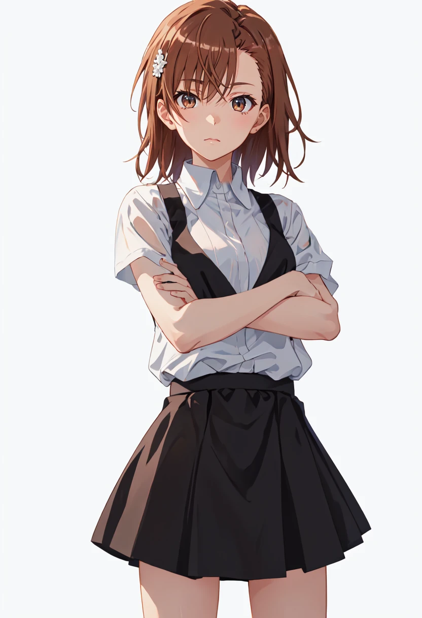 (safe:1.10), best quality, masterpiece, highres, solo, (misaka_mikoto_bluearchive:1.10), crossed arms, cowboy shot, looking at viewer, 41 <lora:misaka_mikoto_bluearchive:0.80>