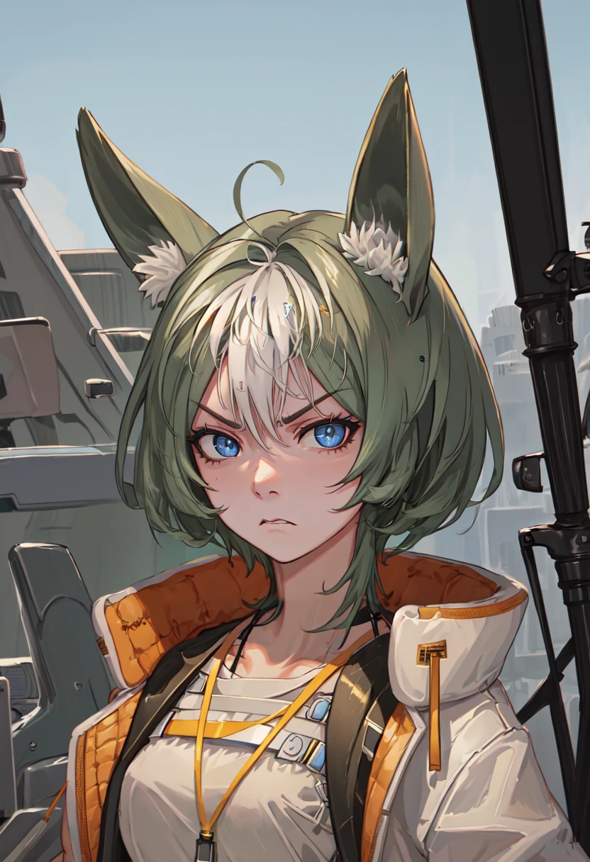 best quality, masterpiece, highres, solo, (proviso_arknights:1.10), angry, annoyed, portrait, looking at viewer, 26 <lora:proviso_arknights:0.80>