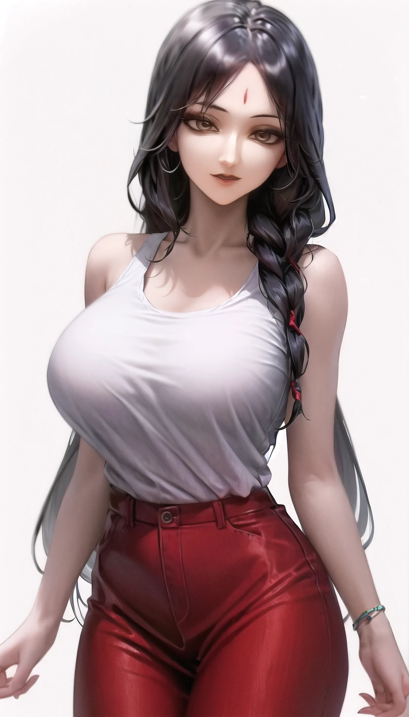 xu-hairstyle,
(tank top:1.28),
lady,mature female, cowboy shot,
(white background, simple background:1.18),
highres,official art,original,masterpiece,best quality,
(large breasts),
<lora:xu3:1>