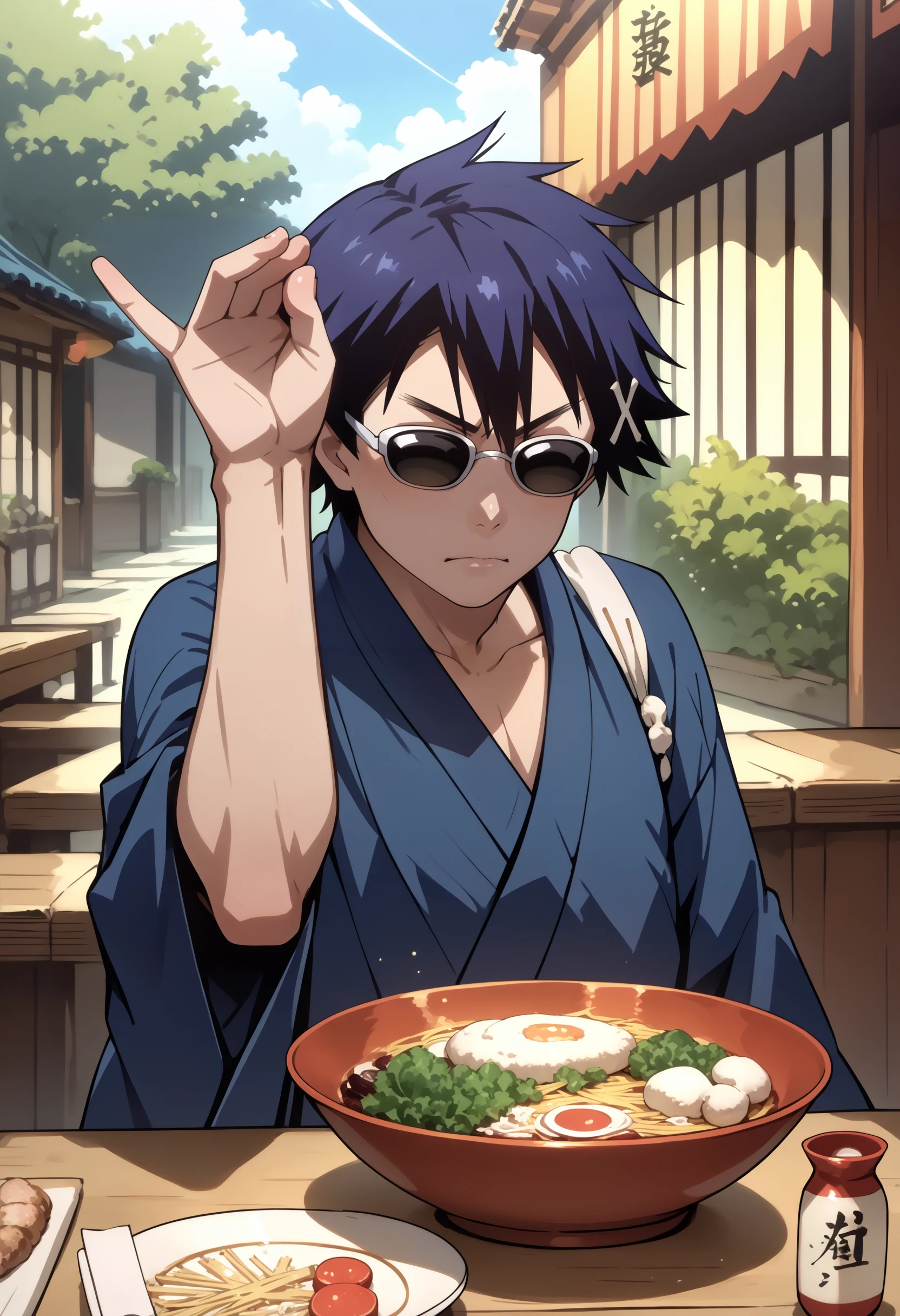 score_9, score_8_up, source_anime, saltbaememe, salt, sunglasses, <lora:SaltBaeMeme_XLPD_CAME:.9>,ramen,<lora:ichijou_raku-000009:0.9>, ichijou raku,  blue kimono, colarbone,  sake,