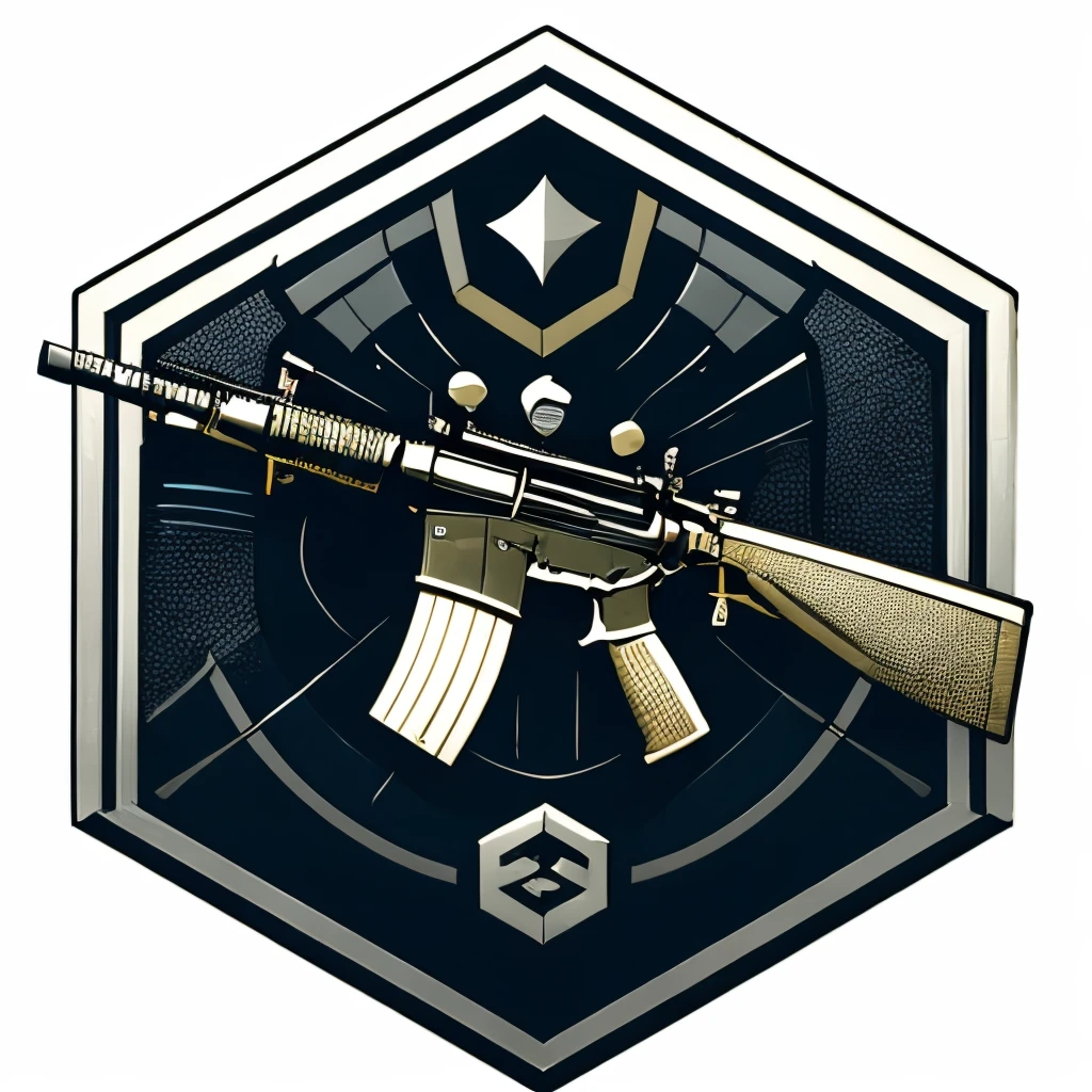 <lora:BadgeSD:0.8>,
Badgetype,solo badge,counter strike type badge,simple background,weapon,gun,no humans,transparent background,rifle,assault rifle,sniper rifle,still life