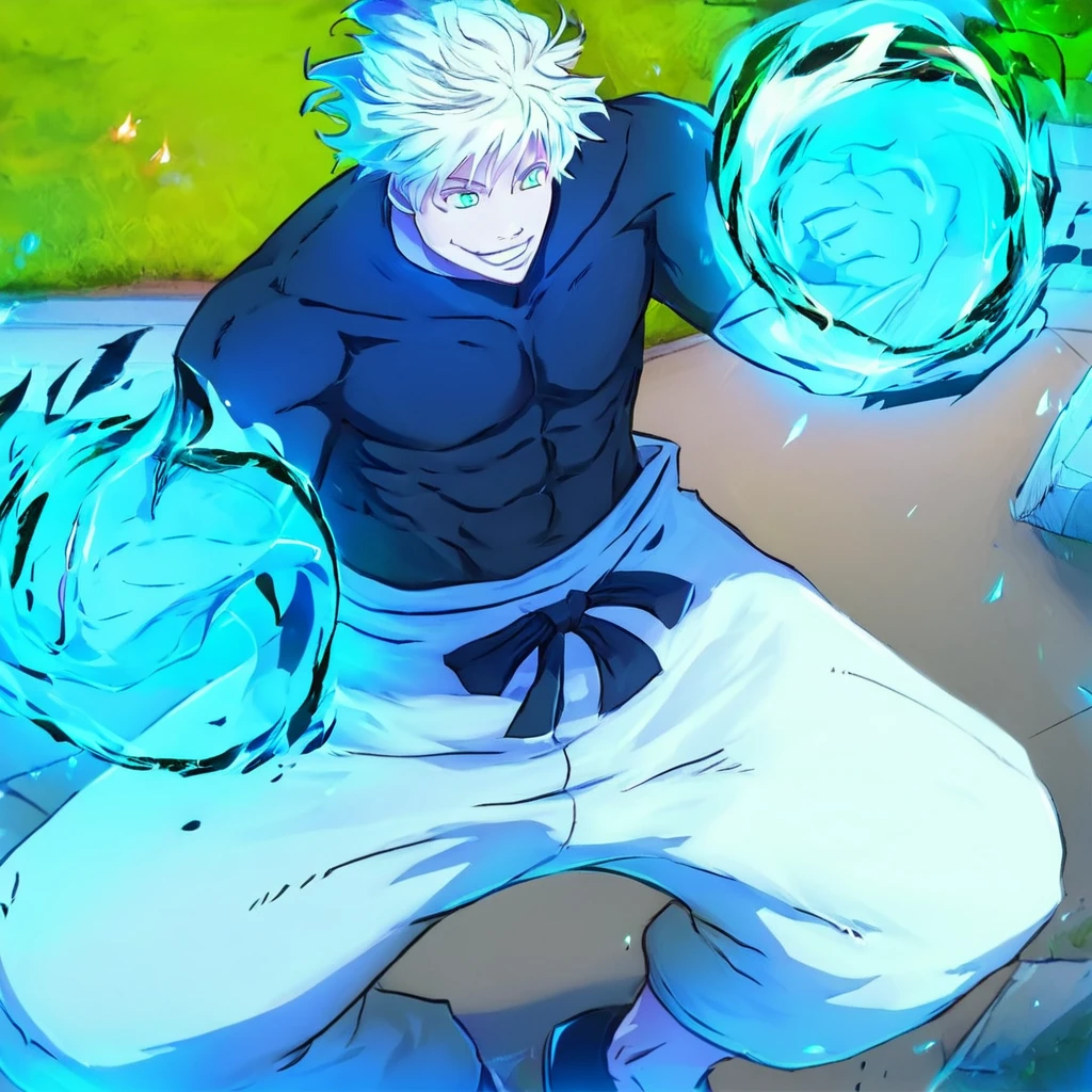 1boy inside glass, inside glass , in the transparent ball of glass, muscular buff male Bakugou Katsuki sitting inside a glass, happy, fantastical, sunny, shaded, colorful, stars,