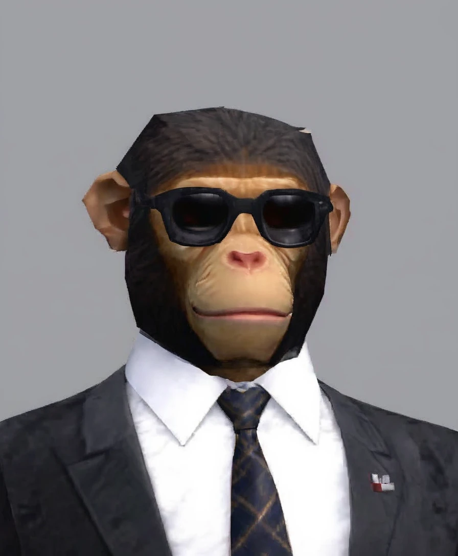 monkey in a suit, low poly, playstation 1 still