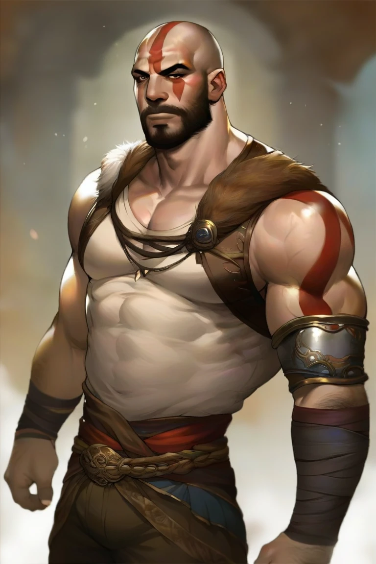 <lora:SDXL_AKR_XL:0.8> akr_xl,
(score_9), score_8_up, score_7_up, source_cartoon, rating_safe,
1boy, solo, clothed, fully_clothed,
kratos, god_of_war, muscular_male, beard, red_markings, hairy_male, confident