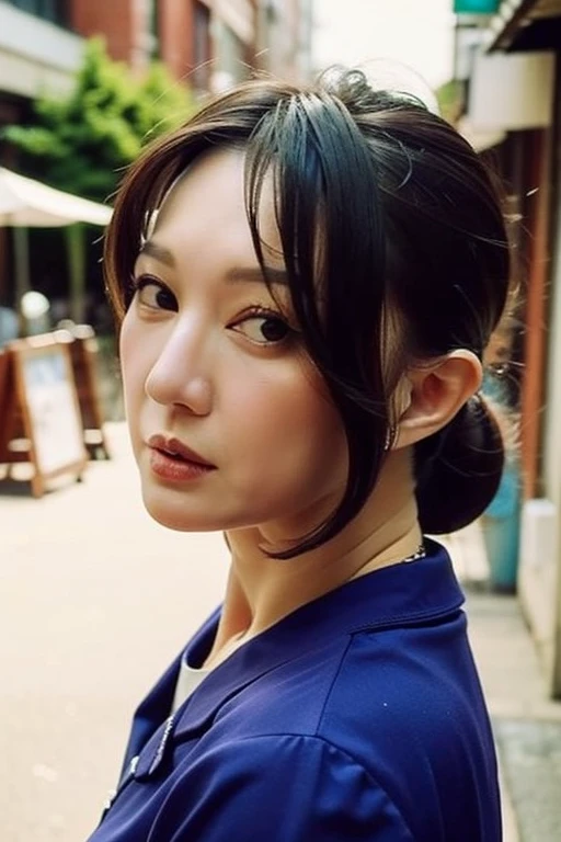 Best quality,masterpiece,ultra high res,photorealistic,1girl,slim body,japanese street alley,dynamic pose,face closeup,depth of field,<lora:liixxing>,nurse,