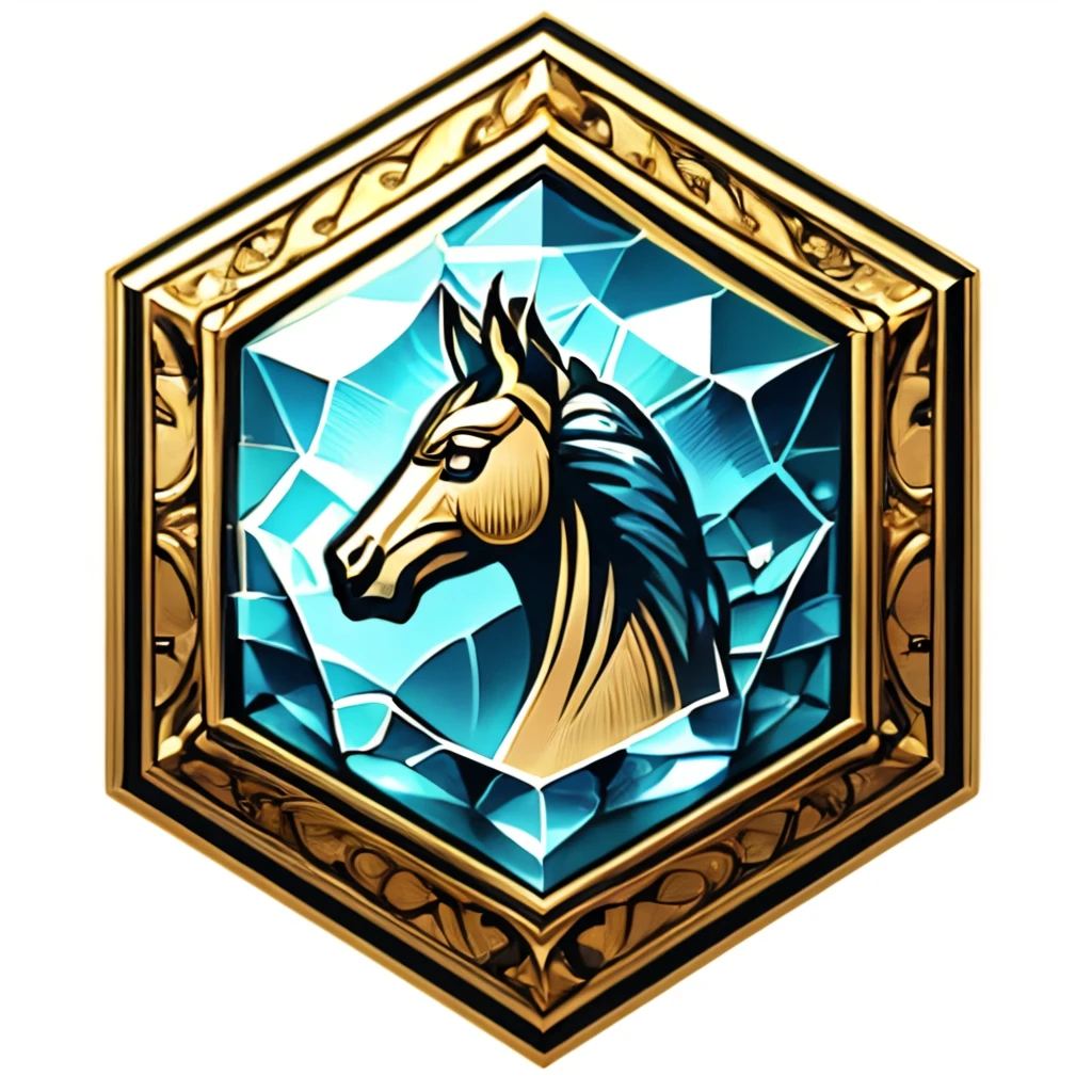 <lora:BadgeSD:0.8>,
Badgetype,solo badge,solo,simple background,white background,full body,pokemon (creature),no humans,gem,crystal,horse symbol on it,golden frame,hexagonal shaped badge
