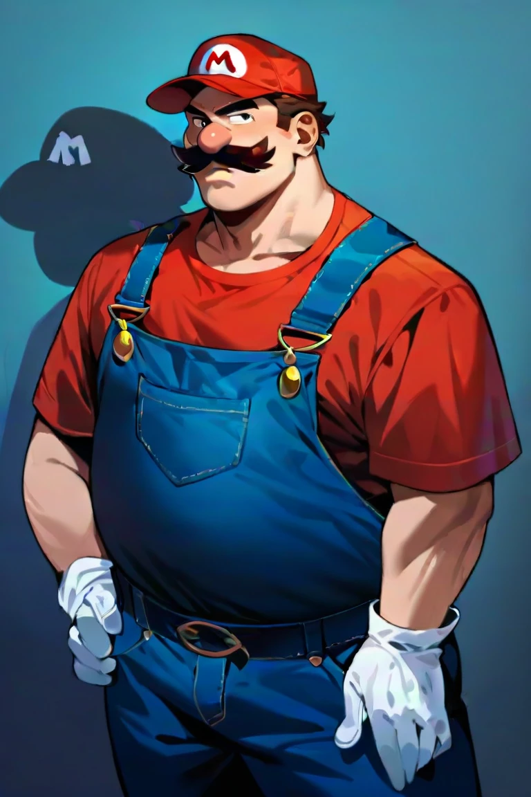<lora:SDXL_SaigaliskXL:0.8> saigaliskxl,
(score_9), score_8_up, score_7_up, source_cartoon, rating_safe,
mario, mario_(series), moustache, red_cap, red_shirt, white_gloves, overalls, overweight, confident,
1boy, solo, clothed, fully_clothed