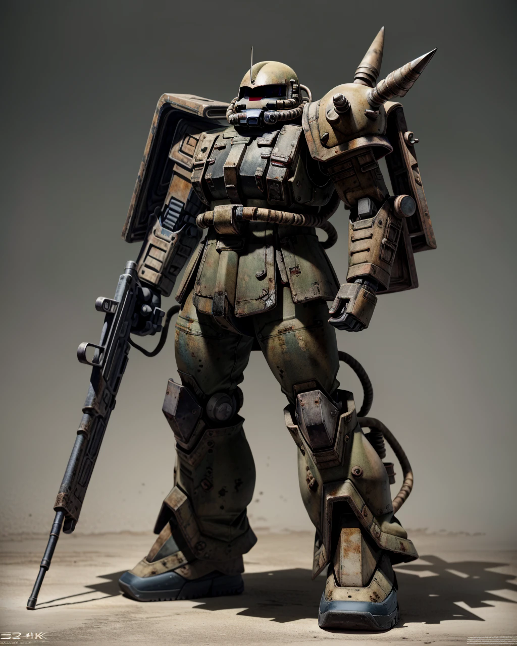 best quality,masterpiece,highly detailed,ultra-detailed,
<lora:neg4all_bdsqlsz_V3.5:-1>
<lora:zaku:1> ,zaku,cyborg,science fiction, holding weapon,up
<lora:Modelaging_last:1>, extremely detailed eyes, fantastic details full face, mouth, trending on artstation, pixiv, cgsociety, hyperdetailed Unreal Engine 4k 8k ultra HD,