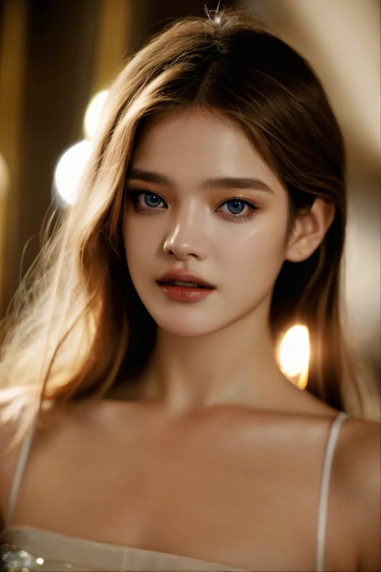 face, fashion photography of portrait,  <lora:nataliaV_lora:.9>,  a fashion model of Natalia Vodianova, posing for the camera, best quality, masterpiece, close up shot, cinematic lighting, vogue editorial style <lora:Anamorphic lens flare:.6> Lens flare