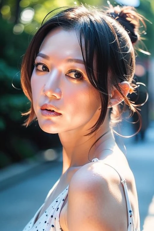 Best quality,masterpiece,ultra high res,(photorealistic:1.1),1girl,slim body,japanese street alley,dynamic pose,face closeup,depth of field,<lora:liixxing>,