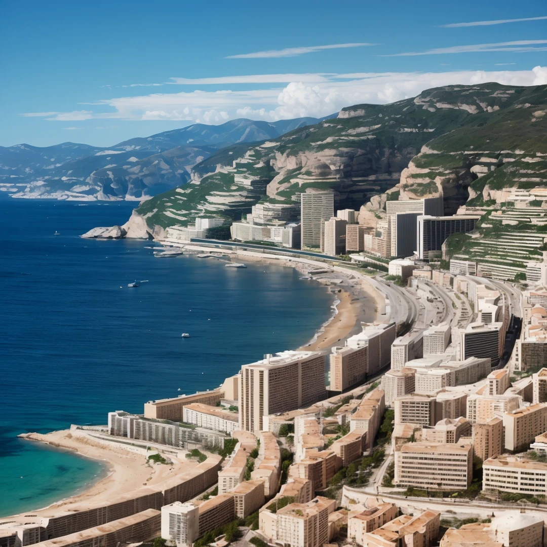 a gorgeous landscape monaco seaside . fine textures,high quality textures of materials, volumetric textures, natural textures, (natural colors, correct white balance, color correction, dehaze,clarity),RAW,vivid colours,intricate,photo shadows,photographic
