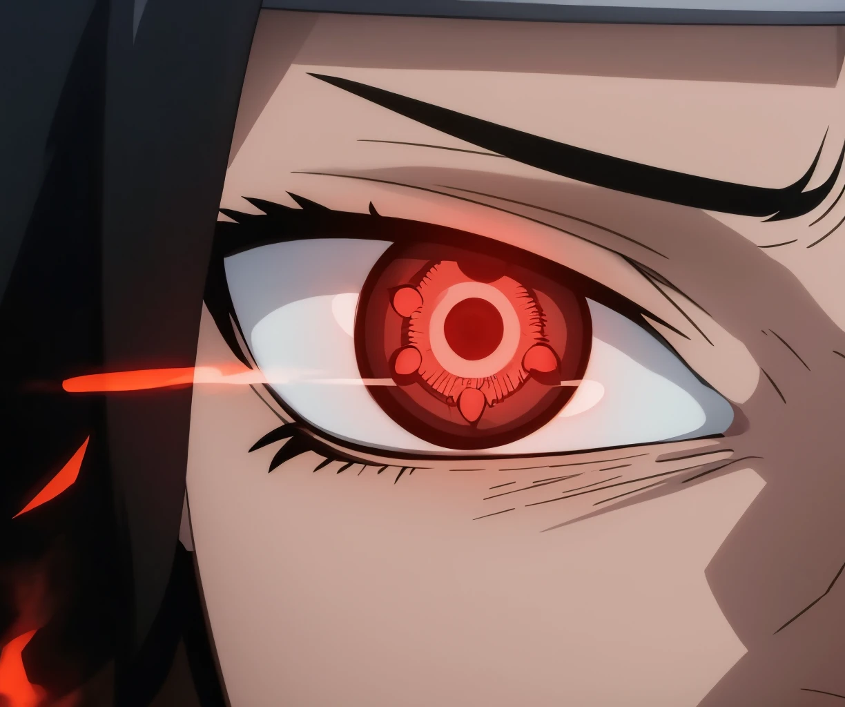 close-up-sharingan,looking at viewer,black hair,1boy,blurry,glowing,glowing eyes,<lora:close-up-sharingan-10:1>,