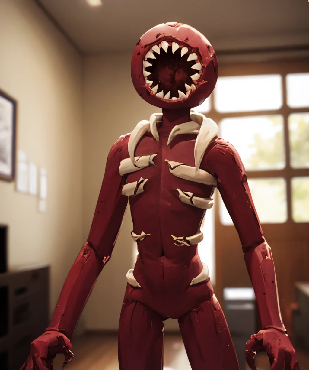 figure,claws,colored skin,standing,blurry,indoors,<lora:figure-06:1>,