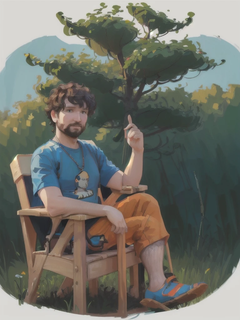 <lora:DestinyLoRA:1> destiny, (man in lawn chair in a grasslands with feet up:1.2), side view,, digital painting portrait, natural lighting, in the style of pixar, trending on artstation, sharp, focus art by Arthur Streeton and Božidar Jakac