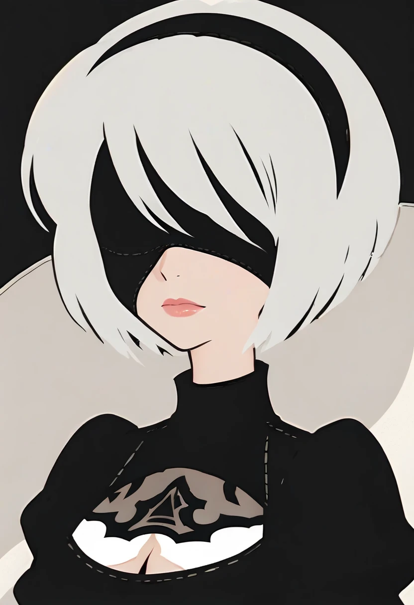 <lora:Character 2BNierAutomata 2b nier automata, yorha no.2 type b, 2B, 2E lycov1:1>  2b nier automata, yorha no.2 type b

 close-up, upper body portrait

<lora:Concept SovietMatchboxCover soviet_matchbox_art, stamp, halftone v10:1> soviet_matchbox_art, stamp, halftone