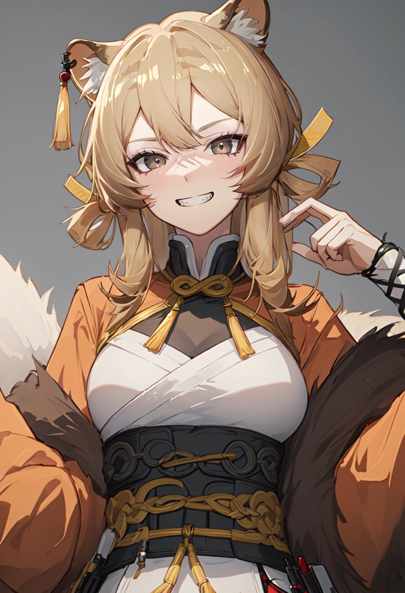 best quality, masterpiece, highres, solo, (du_yaoye_arknights:1.10), evil grin, evil smile, grin, portrait, looking at viewer, 28 <lora:du_yaoye_arknights:0.80>