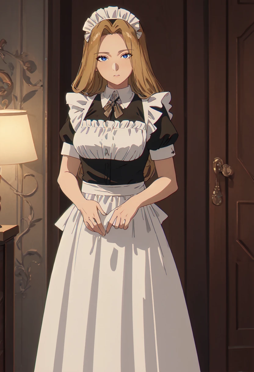 best quality, masterpiece, highres, solo, (methode_sousounofrieren:1.10), (maid:1.40), (long maid dress:1.15), anime_style, 13 <lora:methode_sousounofrieren:0.80>