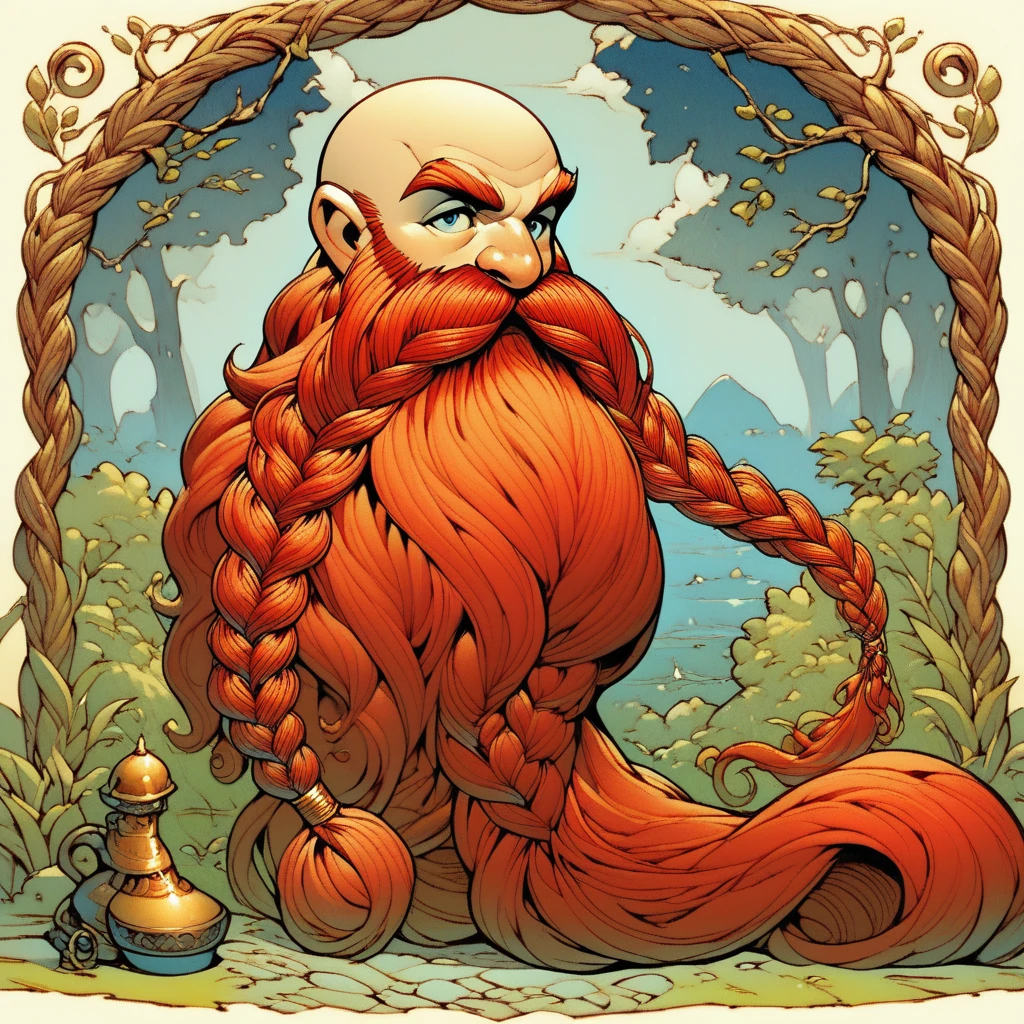 isometric style ,score_9, score_8_up, score_7_up, score_6_up, score_5_up, score_4_up, <lora:Harry_Dwarf_Pony_XL:1>, Harry_Dwarf with his flowing long red beard and braided moustache,bald, bangles, hanging out with the Seven Dwarfs from Snow White . vibrant, beautiful, crisp, detailed, ultra detailed, intricate