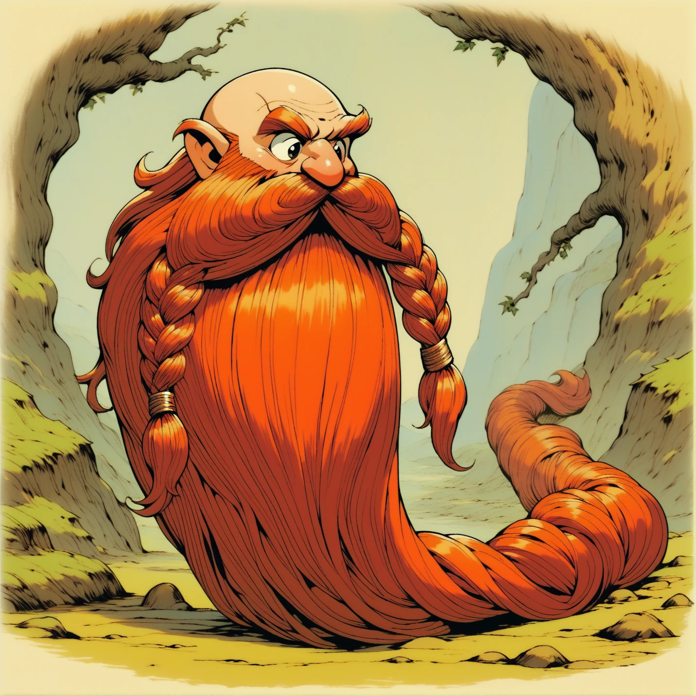 Retro game art ,score_9, score_8_up, score_7_up, score_6_up, score_5_up, score_4_up, <lora:Harry_Dwarf_Pony_XL:1>,, ,ultra detailed, masterpiece, Harry_Dwarf, dwarf-like, flowing long Fuchsia beard, braided moustache,bald, bangles, . 16-bit, vibrant colors, pixelated, nostalgic, charming, fun