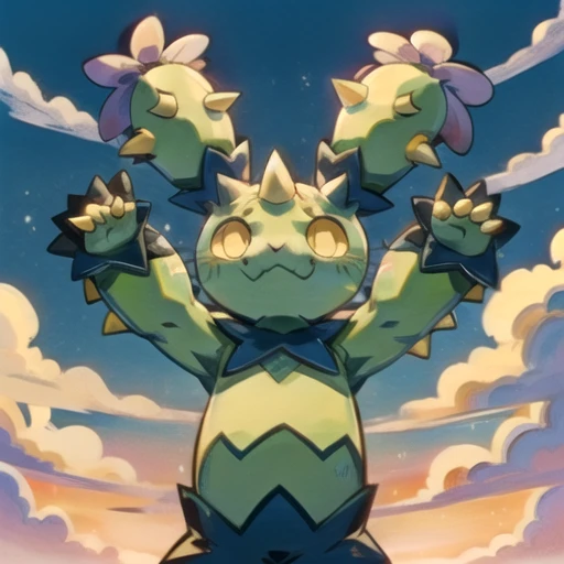 maractus, smile, :3, arms up, sky, cloud