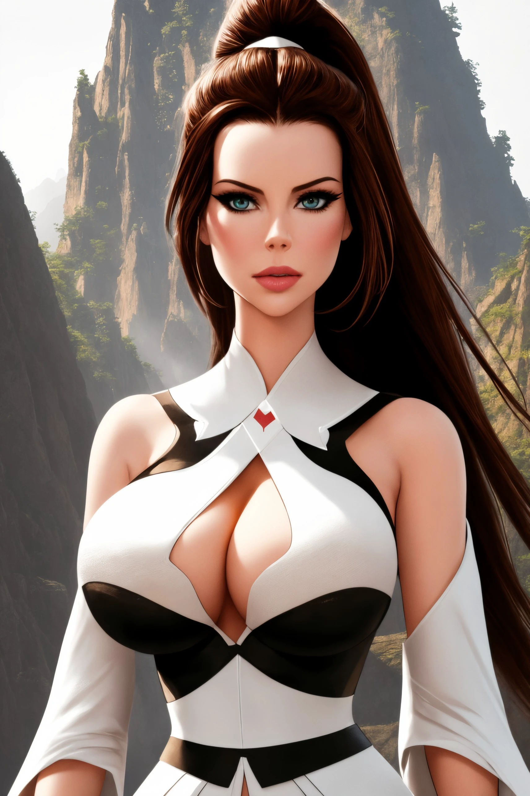 closeup ([Ode(:0)tte Ann(:0)able|Ka(:0)te Beck(:0)insale|He(:0)idi Kl(:0)um]:0.9), solo, 
big large breasts, sexy, Mulan costume, red and yellow warrior armor, 
Great Wall of China, Mushu, fellow soldiers, high ponytail, sharp center part,
breathtaking landscape, dynamic action,
realistic, verism style, stanleylau style, Adam Hughes style,
epic fantasy character art, concept art, fantasy art, vibrant high contrast, dramatic lighting, ambient occlusion, volumetric lighting, emotional,
masterpiece, best quality, high detailed, high-resolution, 8k, full height portrait, (unadvised:0.9),