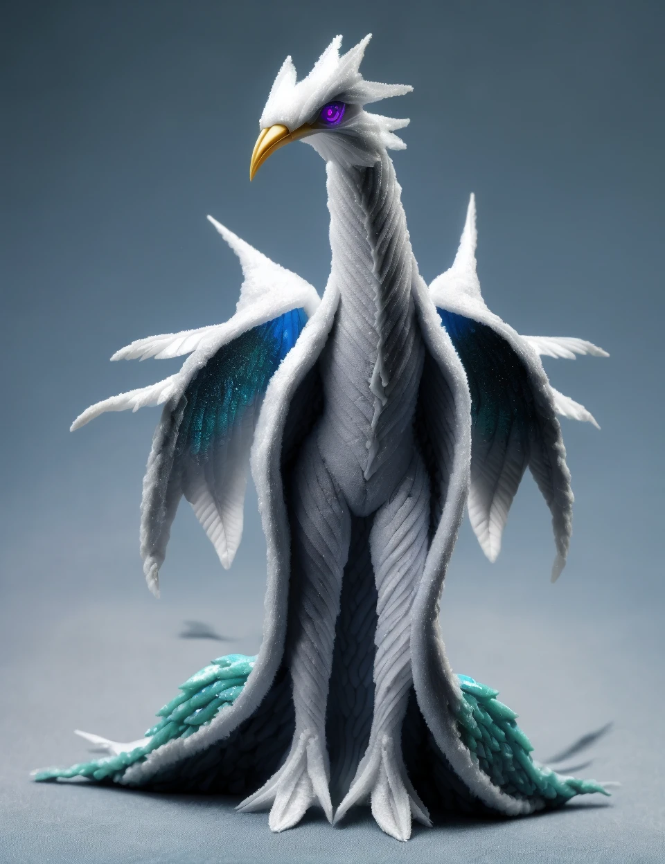 DonMT0w31 towel, average scaled iridescent spacious fungoid sentient being, 1 leg bimanual, feathered appendages,  curved-tailed, bark-like skin,  elongated ears,  dark wings, , <lora:DonMT0w31:0.8>