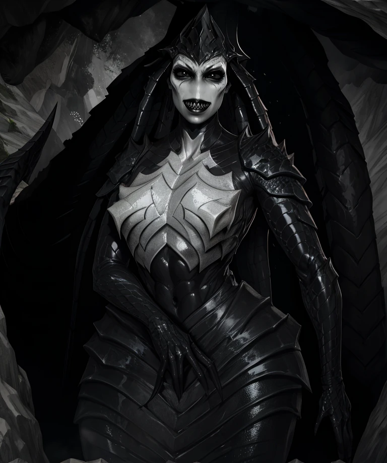 izsha,pale skin,black eyes,
armored skin,black lips,
upper body,
(insanely detailed, masterpiece, best quality),<lora:Izsha:1>,