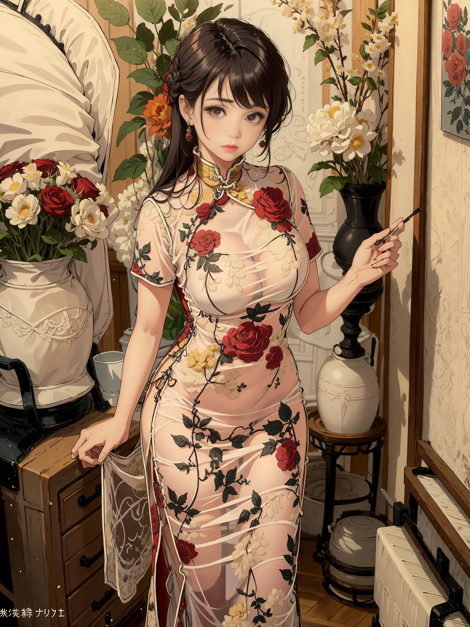 玫瑰蕾丝旗袍 v1.0