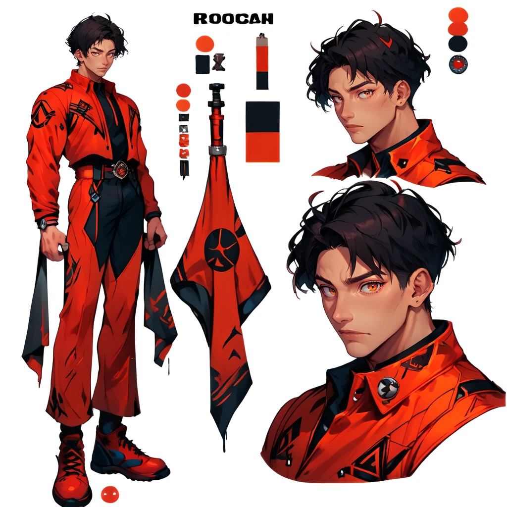 score_9, score_8_up, score_7_up, score_6_up, (CharacterSheet:1), 1boy, red suit, muscular male, short hair, rolex, simple black background, dynamic pose, sexy, reference sheet, (full body, from side, front:1.1), upper body, cartoon,
CharacterDesignXL <lora:XLPCharacterDesign_Concept-10V2:0.8>