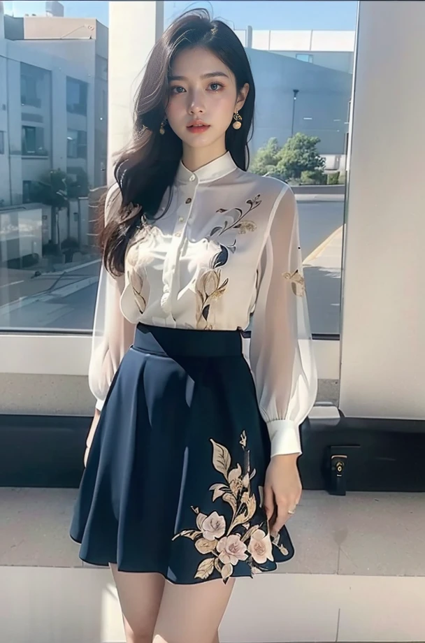 (full_body:1.3),stand,xinzhongshi,transparent shirt,(patterned clothes:1.3),<lora:1.5_perfect hands:0.8>,<lora:chinese-girl:0.7>,<lora:è
¿-000001:0.5>,the perfect hand,<lora:perfect hands:0.8>,arm,v_legs,white shirt,medium_skirt,skirt,standing,audience oriented,generous,(semi-perspective skirt:1.3),a patterned skirt,embroidery,milk white skirt,xinzhongshi2,high quality,highres,super clear,16k,hud,in the outdoor,realive,realistic,realistic,perspective skirt,color matching,<lora:xinzhongshi2:0.6>,, best quality, masterpiece, (photorealistic:1),ultra high res,highres,, illustration. media, delicate,8k wallpaper,soft light,official art, (realistic:1.2),1girl,