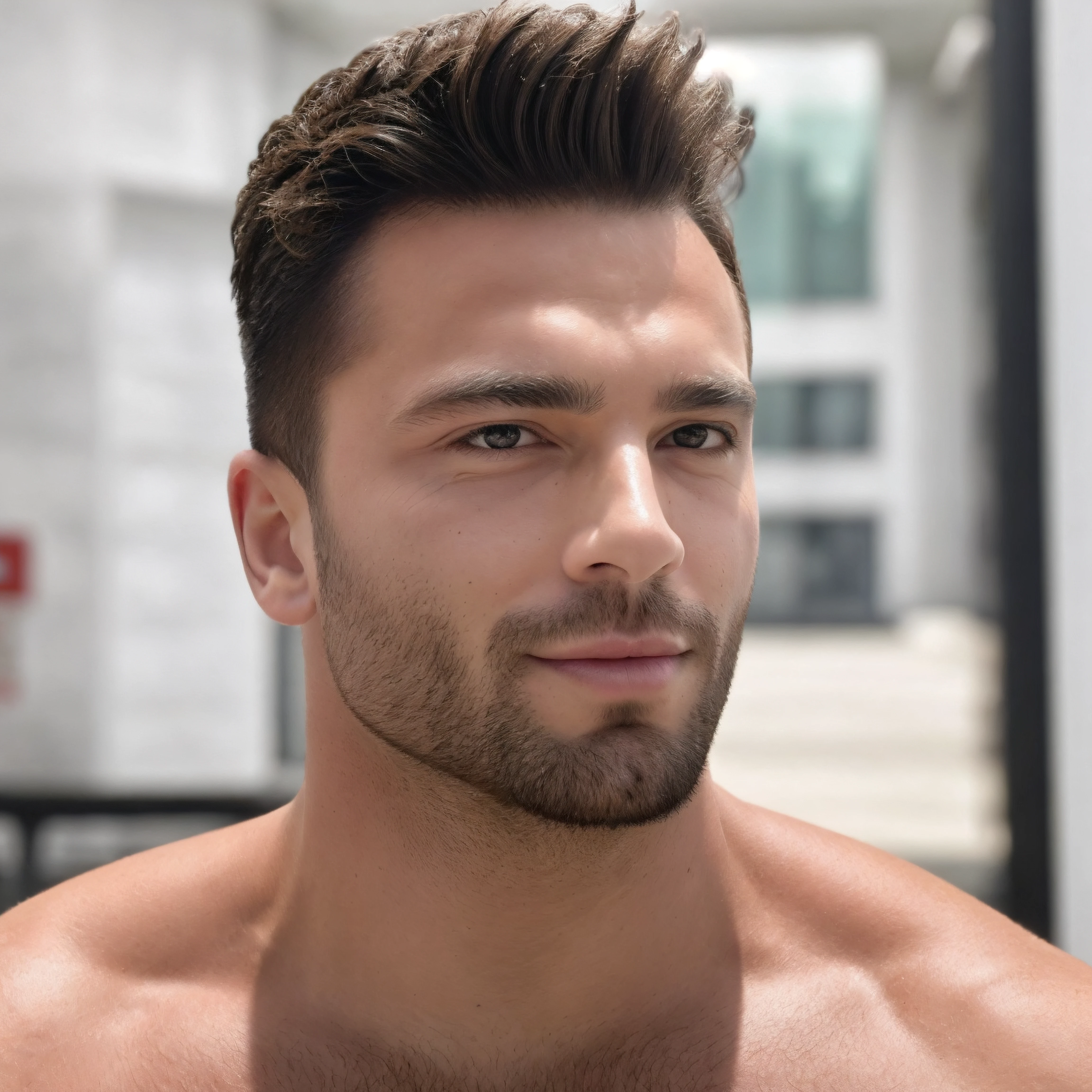 A 30-year-old man from Italy, barbado, barba cheia, muito bonito, modelo, looking-into-camera, imagem detalhada, UHD, 8k, bem iluminado, estilo Pixar