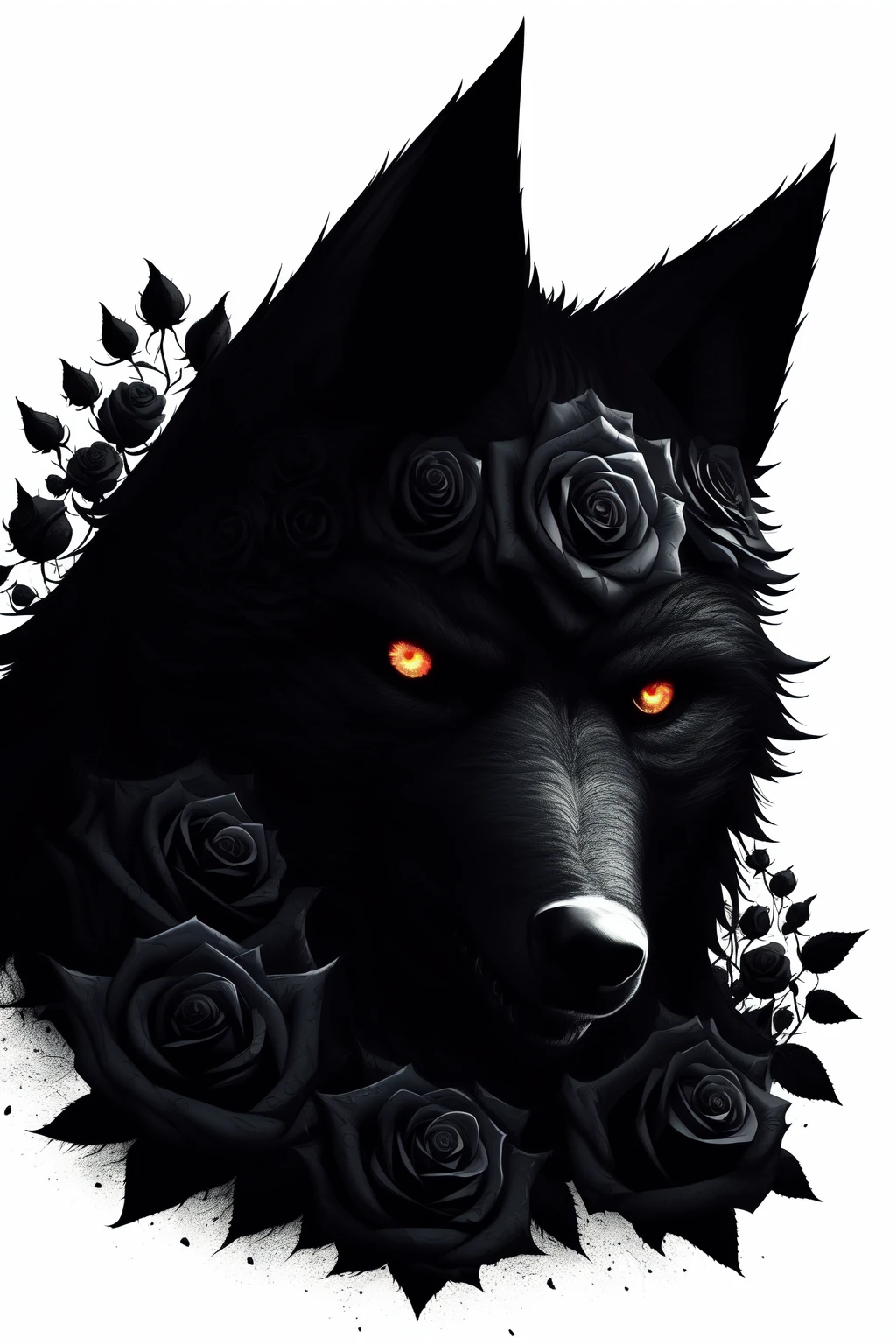 gorgeous and stylish art, strong color contrast,
1 wolf,perfect detail eyes,made by black rose,(black rose theme:1.3),horror theme,
<lora:blackrosefrompixai1:0.6> (blackrose,madebyblackrose,blackrosetheme,made by black roses:1.3)