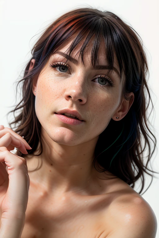 Merger_sabrina_haus,
(headshot:1.1) portrait on a bright white background, (headshot:1.2), face focus, intricate (beautiful eyes:1.2), (wide open eyes:1.1), Big eyes, clean photo, side lighting, low contrast, low saturation,
bokeh, f1.4, 40mm, photorealistic, raw, 8k, textured skin, skin pores, intricate details <lora:epi_noiseoffset2:1>, epiCRealism