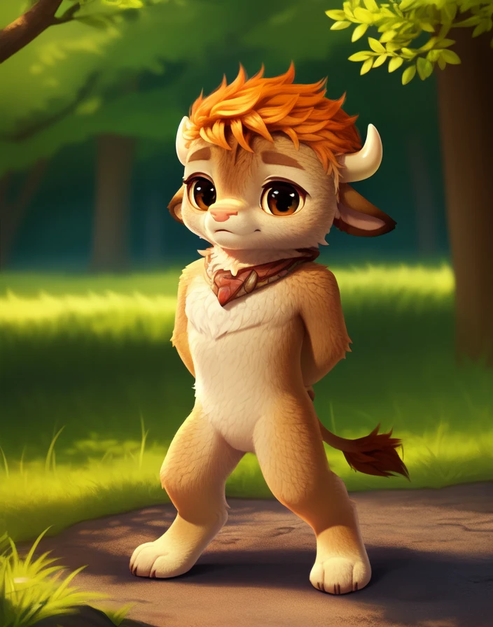 <lora:RonBisonCartoonYif:0.9>    RonBisonCartoon,    red hair, brown eyes, nude,
 solo,   looking at viewer, fighting stance
(beautiful, aesthetic, perfect, delicate, intricate, masterpiece, )  textured fur, [The sun is shining, nature, forest, river, trees, grass, road, sky with clouds,]  
by asnnonaka, by reysi, by ikiki  by silverfox5213,