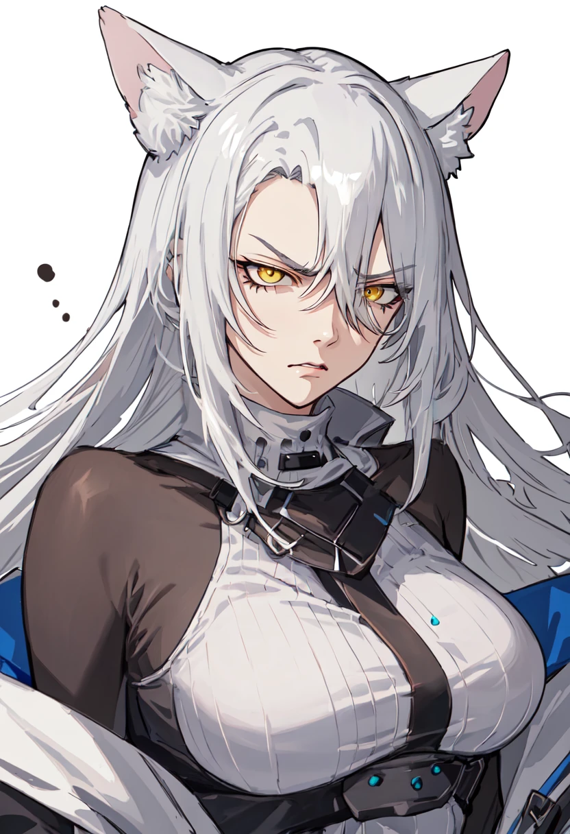 best quality, masterpiece, highres, solo, (santalla_arknights:1.10), angry, annoyed, portrait, looking at viewer, 26 <lora:santalla_arknights:0.80>