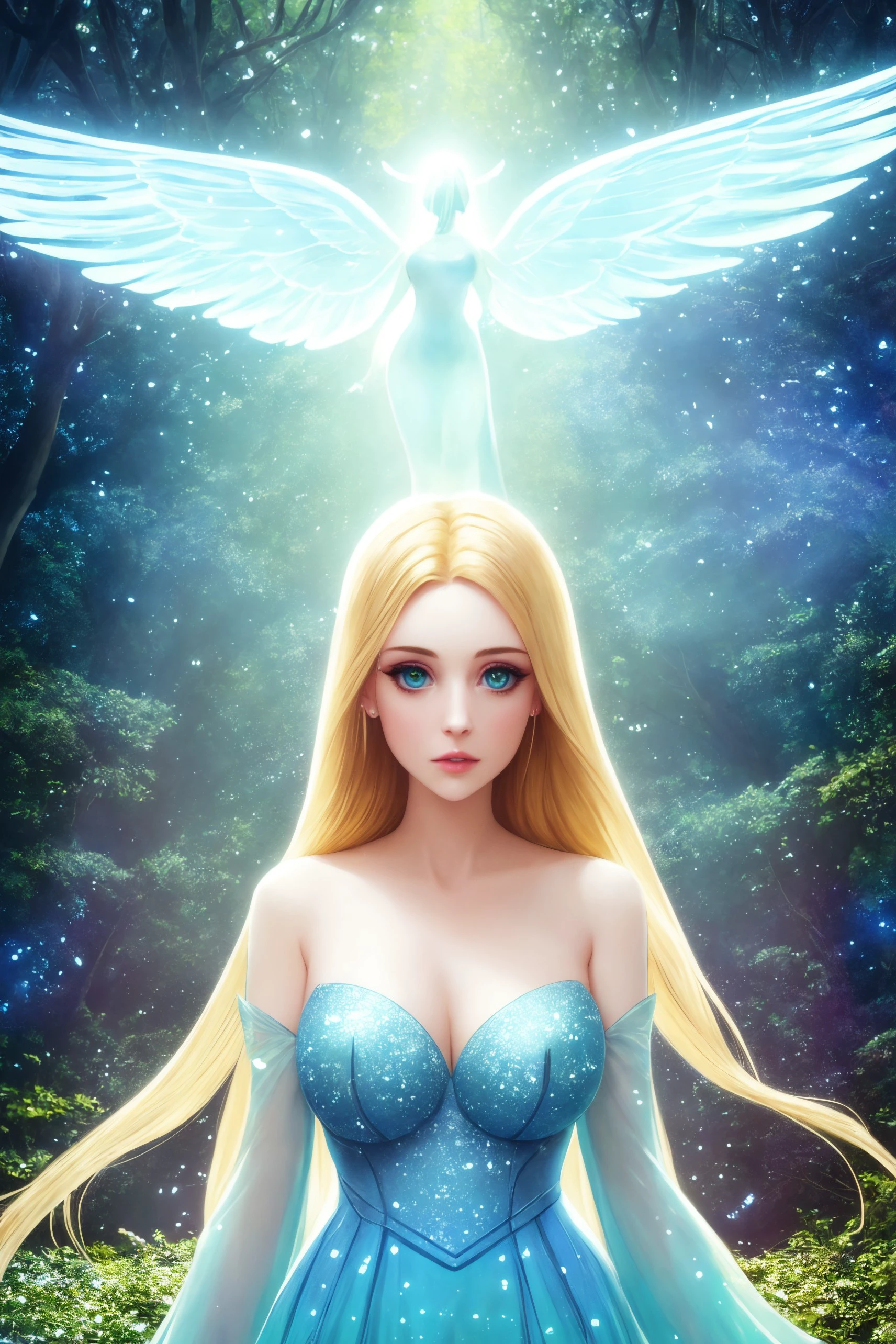 An ethereal female figure with delicate, luminescent wings, surrounded by glowing, magical creatures in an enchanted forest
Subsurface skin scattering, shiny skin, iridescent dress, detailed background, ([Eliza(:0)beth Ols(:0)en|An(:0)ne Hath(:0)away|Sel(:0)ena Go(:0)mez]:0.8), round cute face, green eyes, close-up, amazing fine detail, Nikon D850 film stock photograph Kodak Portra 400 camera f1.6 lens, rich colors, lifelike texture, dramatic lighting, unreal engine, trending on ArtStation, cinestill 800 tungsten
